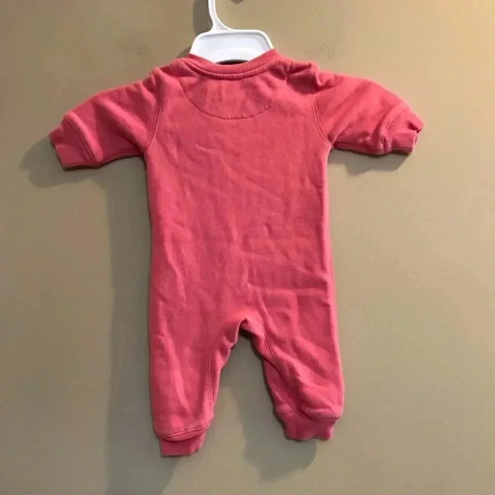 ROOTS Canada Baby Infant Pink Fleece Sweater Zip One Piece Sz 3 - 6 Months S